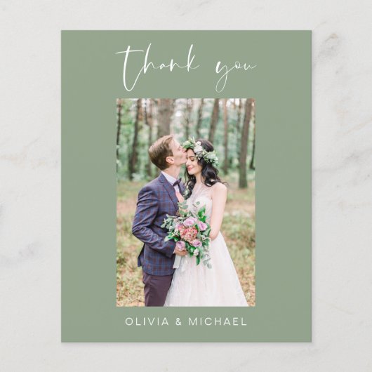 Budget Sage Groene Bruiloft Dank u Foto (Voorkant)