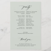 Budget sage groene elegante trouwprogramma (Achterkant)
