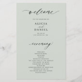 Budget sage groene elegante trouwprogramma (Voorkant)