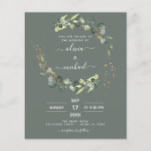 Budget Sage Groene Eucalyptus Bruiloft Uitnodiging (Voorkant)