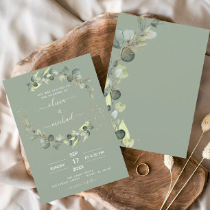 Budget Sage Groene Eucalyptus Bruiloft Uitnodiging Flyer