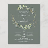 Budget Sage Groene Eucalyptus Bruiloft Uitnodiging Flyer (Voorkant)