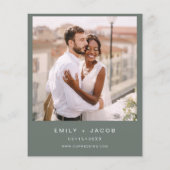 Budget Sage Groene Foto Bruiloft Uitnodiging (Achterkant)