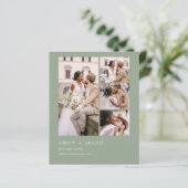 Budget Sage Groene Foto Bruiloft Uitnodiging (Staand voorkant)
