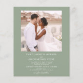 Budget Sage Groene Foto Bruiloft Uitnodiging (Achterkant)