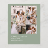 Budget Sage Groene Foto Bruiloft Uitnodiging (Voorkant)