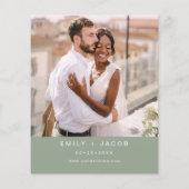 Budget Sage Groene Foto Bruiloft Uitnodiging (Achterkant)