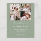 Budget Sage Groene Foto Bruiloft Uitnodiging Flyer (Achterkant)