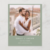 Budget Sage Groene Foto Bruiloft Uitnodiging Flyer (Achterkant)