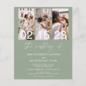 Budget Sage Groene Foto Bruiloft Uitnodiging Flyer (Voorkant)