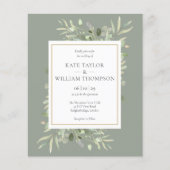 Budget Sage Groene Huwelijksfoto Uitnodiging (Voorkant)