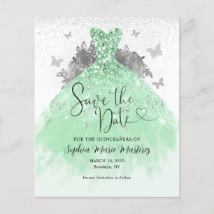 Budget Sage Groene Jurk Quinceañera Save the Date