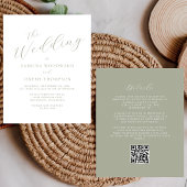 Budget Sage Groene Kalligrafie QR Code Huwelijk