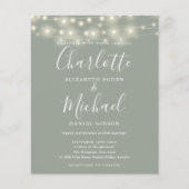 Budget Sage Groene Lichten Foto Trouw Uitnodiging (Voorkant)
