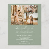 Budget Sage Groene Minimalistische Foto Bruiloft (Achterkant)