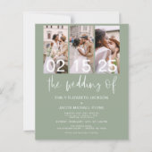 Budget Sage Groene QR Code Bruiloft uitnodiging (Voorkant)