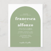 Budget Sage Groene RSVP QR Code Retro Foto Bruilof (Voorkant)