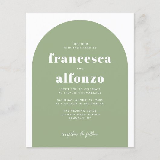 Budget Sage Groene RSVP QR Code Retro Foto Bruilof (Voorkant)