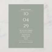 Budget Sage Groene Trouwdatum Uitnodiging (Voorkant)