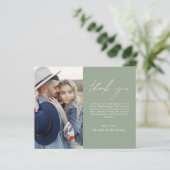 Budget Sage Groene Trouwfoto Dank u kaart (Staand voorkant)