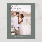 Budget Sage Groene trouwfoto Dank u kaarten (Voorkant)