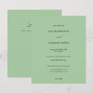 Budget Sage Mint Green Calligraphy Wedding