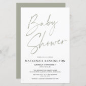 Budget Sage Olive Green Simple Script-Baby shower (Voorkant / Achterkant)