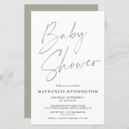 Budget Sage Olive Green Simple Script-Baby shower
