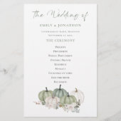 Budget Sage Pumpkins Cream Florals Wedding Program (Voorkant)
