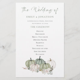 Budget Sage Pumpkins Cream Florals Wedding Program