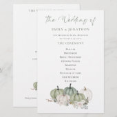Budget Sage Pumpkins Cream Florals Wedding Program (Voorkant / Achterkant)