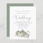 Budget Sage Pumpkins Florals Wedding Invite (Voorkant / Achterkant)