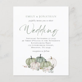 Budget Sage Pumpkins Florals Wedding Invite