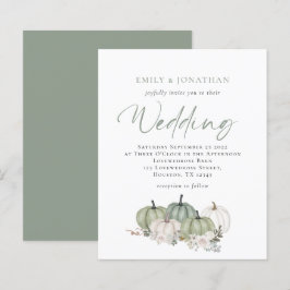 Budget Sage Pumpkins Florals Wedding Invite