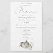 Budget Sage Pumpkins Herfst Florals Wedding Menu (Voorkant)