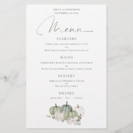 Budget Sage Pumpkins Herfst Florals Wedding Menu