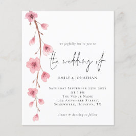 Budget Sakura Cherry Blossom Wedding Uitnodiging