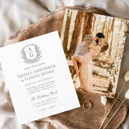 Budget Salie Groen Bloemkam Monogram Huwelijk Flyer