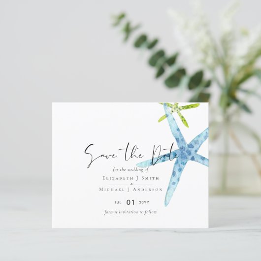 BUDGET Salife Beach Ocean Wedding SavetheDate (Staand voorkant)