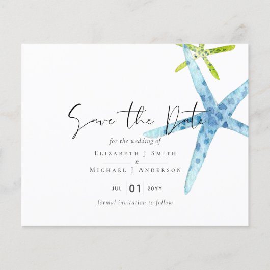 BUDGET Salife Beach Ocean Wedding SavetheDate (Voorkant)