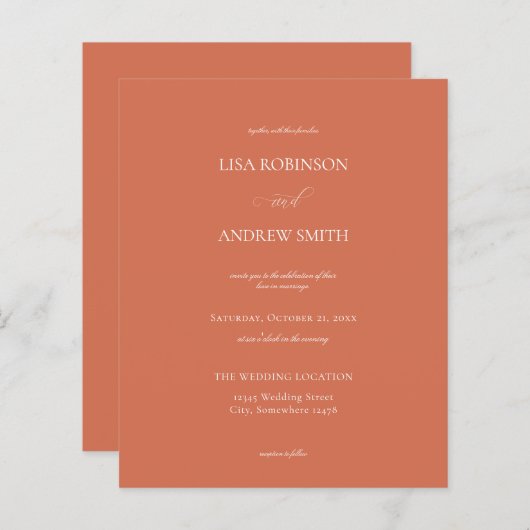 Budget Salmon Oranje Calligraphy Wedding (Voorkant / Achterkant)