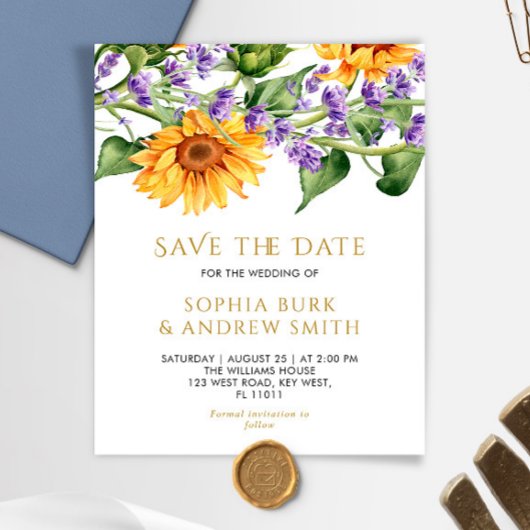 BUDGET Sanflowers & Lavander Save The Date