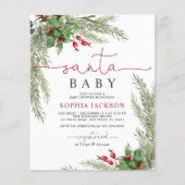 Budget Santa Baby kerstfeest Baby shower Uitnodigi (Voorkant)