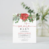 Budget Santa Baby kerstfeest Baby shower Uitnodigi (Staand voorkant)