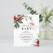 Budget Santa Baby kerstfeest Baby shower Uitnodigi (Staand voorkant)