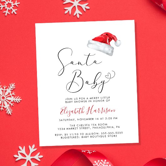 Budget Santa Baby kerstfeest Baby shower Uitnodigi