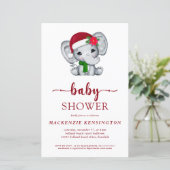 Budget Santa Elephant Baby shower Uitnodiging (Staand voorkant)