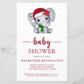 Budget Santa Elephant Baby shower Uitnodiging (Voorkant)