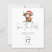 Budget Santa Highland Koe Christmas Save the Date (Voorkant)