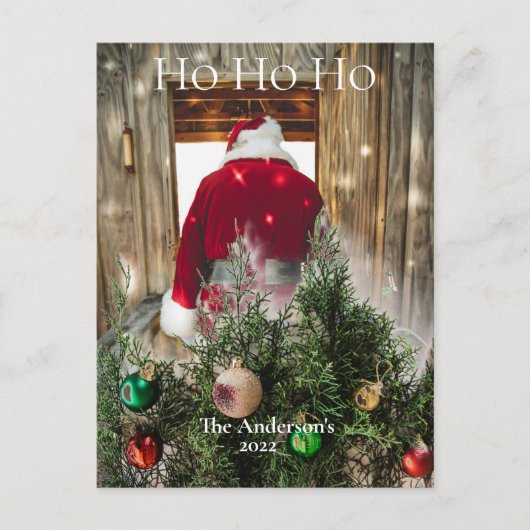 Budget Santa Ho Ho Ho Ornamenten Briefkaart (Voorkant)